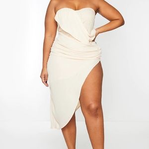 Chiffon draped body con dress